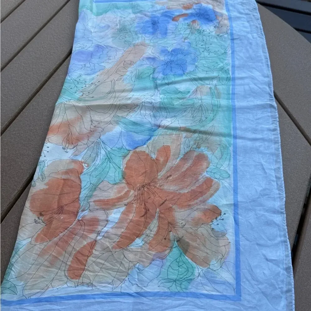 Vera Silk Floral Watercolor Square Scarf